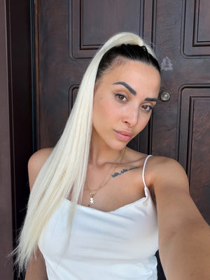 Coda di cavallo liscia platino